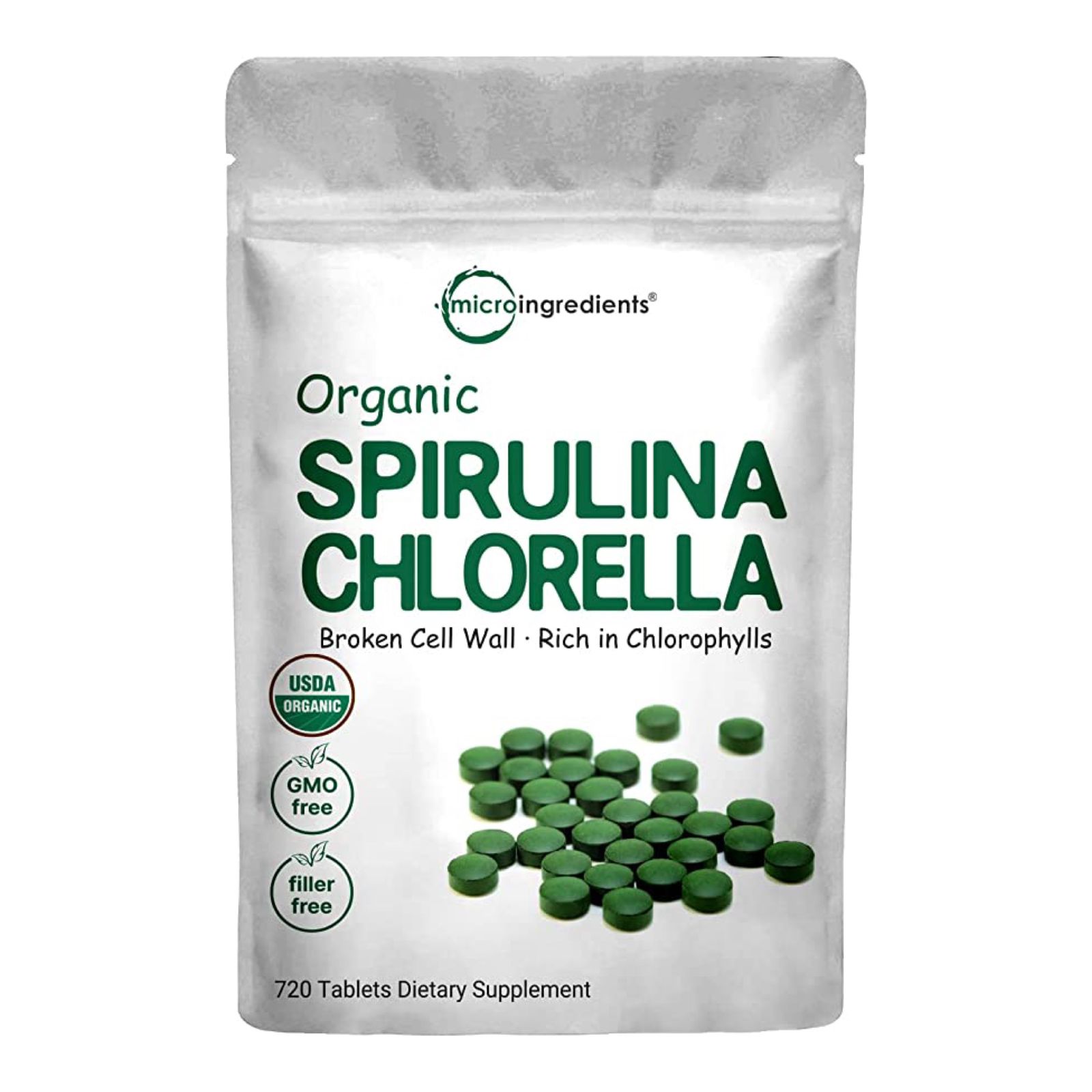 Chlorella + Espirulina, porción: 6 tabletas diarias